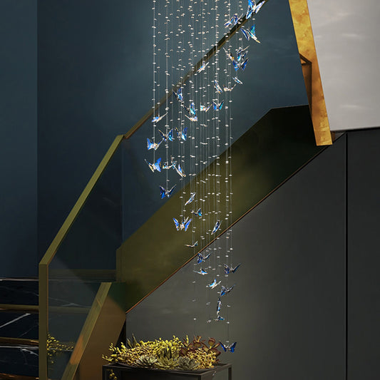 Creative butterfly crystal staircase chandelier