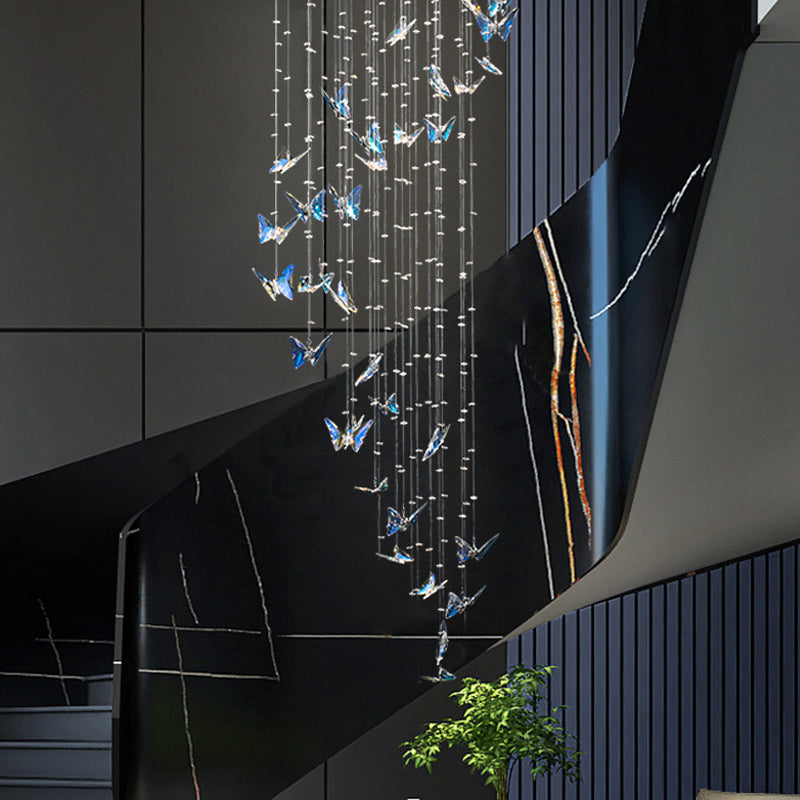 Creative butterfly crystal staircase chandelier