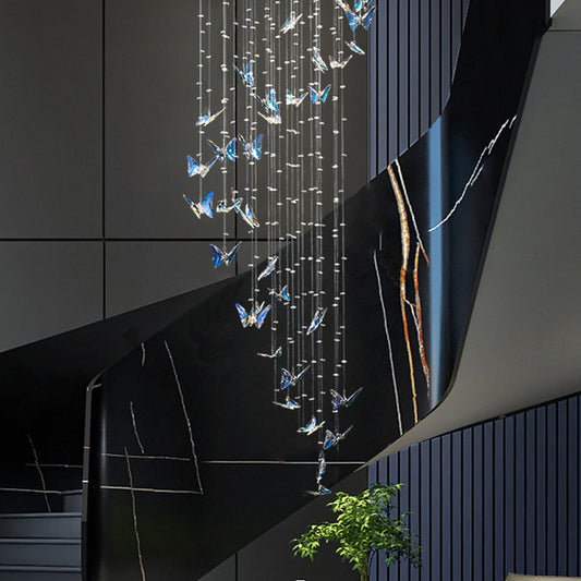 Creative butterfly crystal staircase chandelier