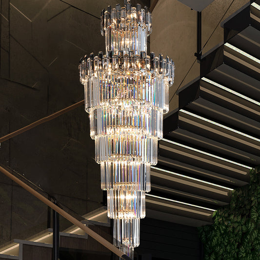 Villa crystal staircase living room chandelier