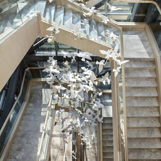 Creative bird-shaped staircase chandelier