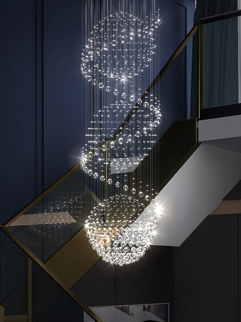 Crystal staircase chandelier