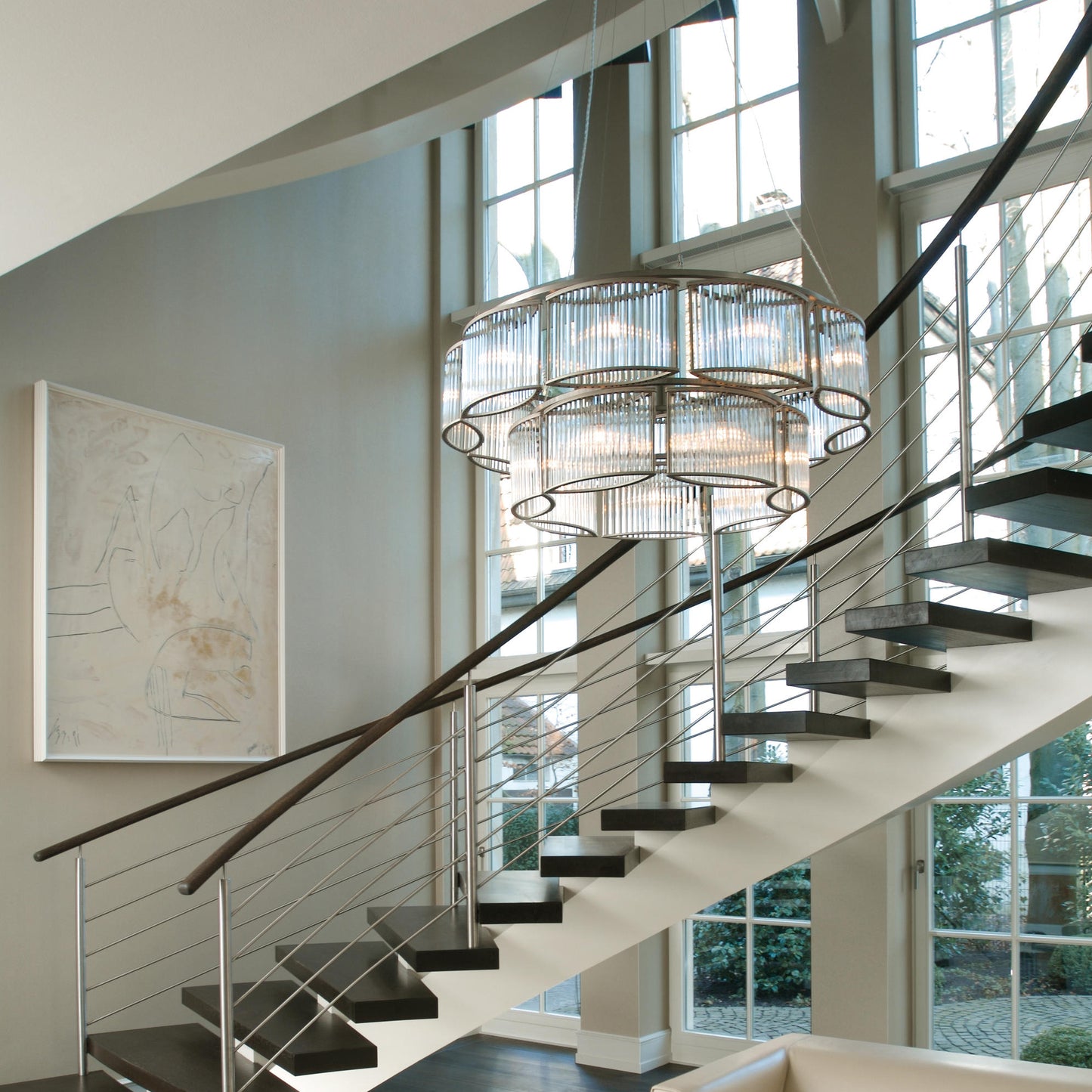 Hotel lobby crystal chandelier