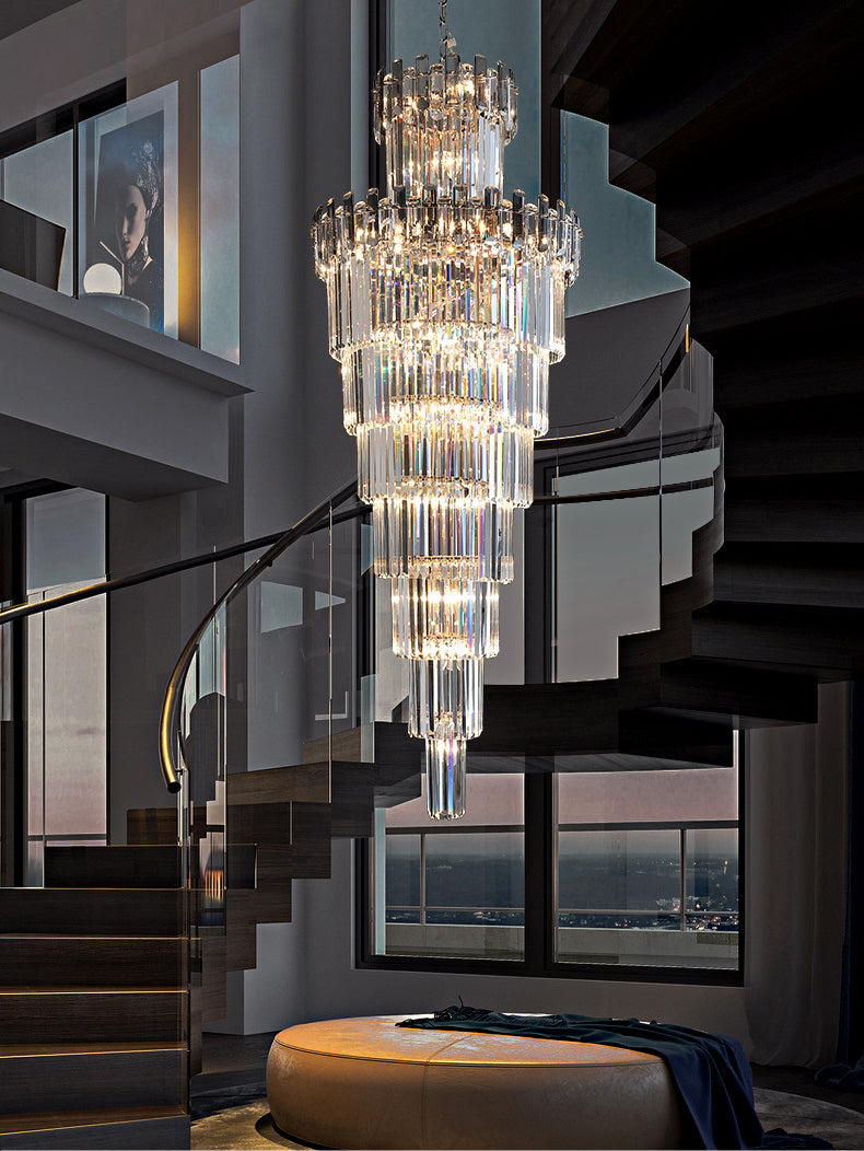 Villa crystal staircase living room chandelier