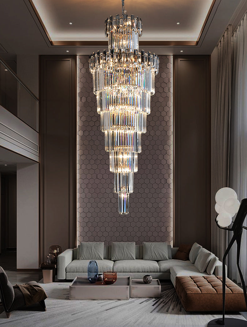 Villa crystal staircase living room chandelier