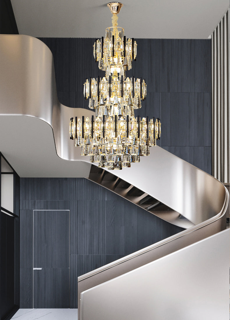 Villa crystal staircase chandelier