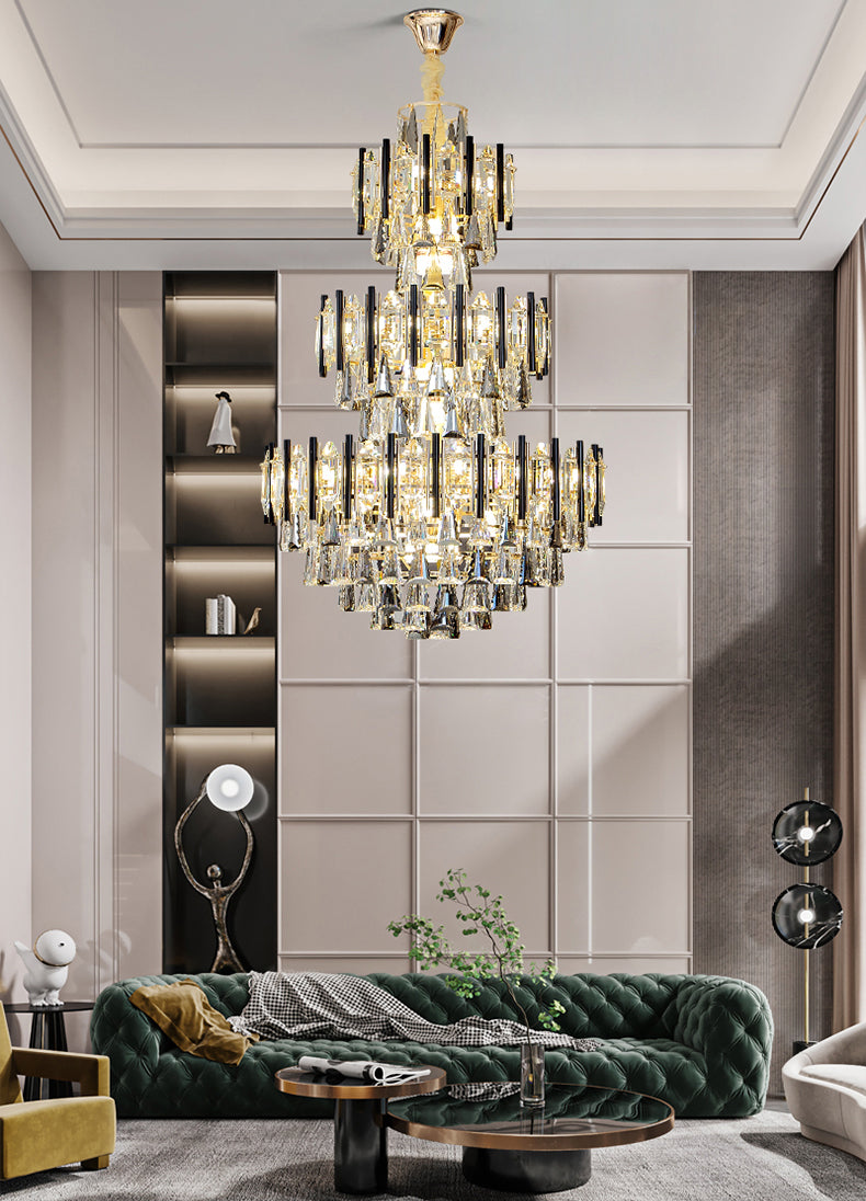 Villa crystal staircase chandelier