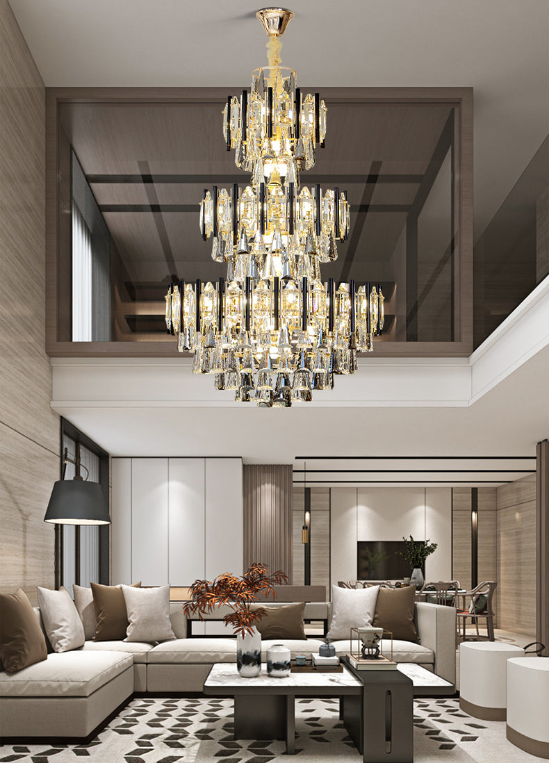 Villa crystal staircase chandelier