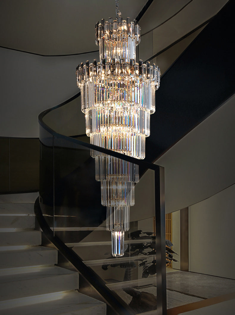 Villa crystal staircase living room chandelier