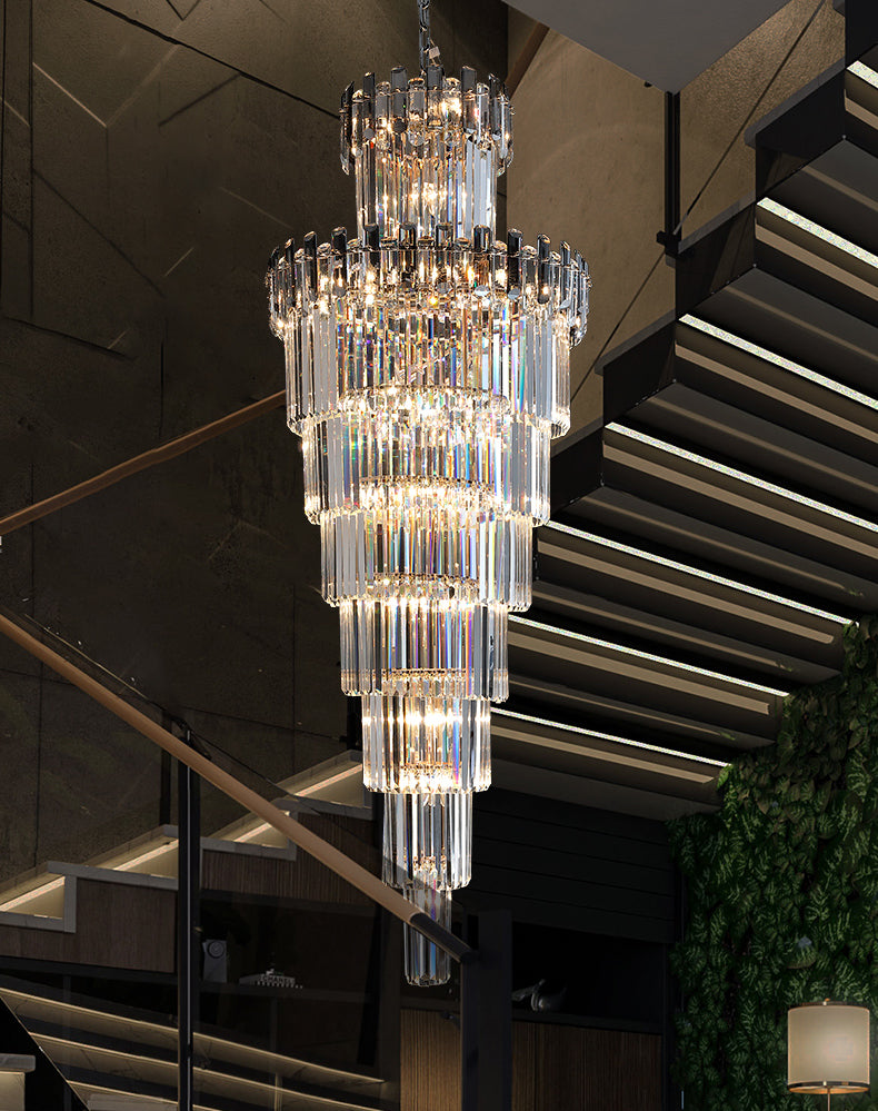 Villa crystal staircase living room chandelier