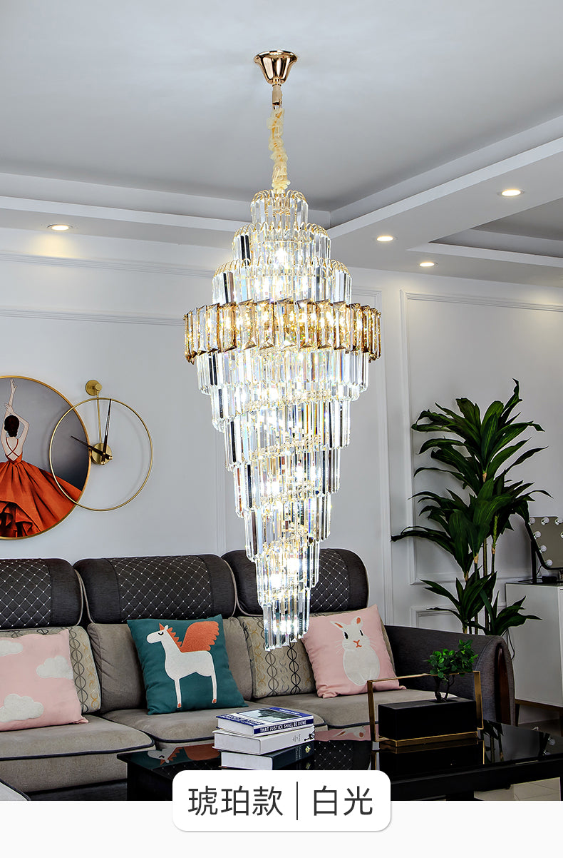 Villa crystal staircase chandelier