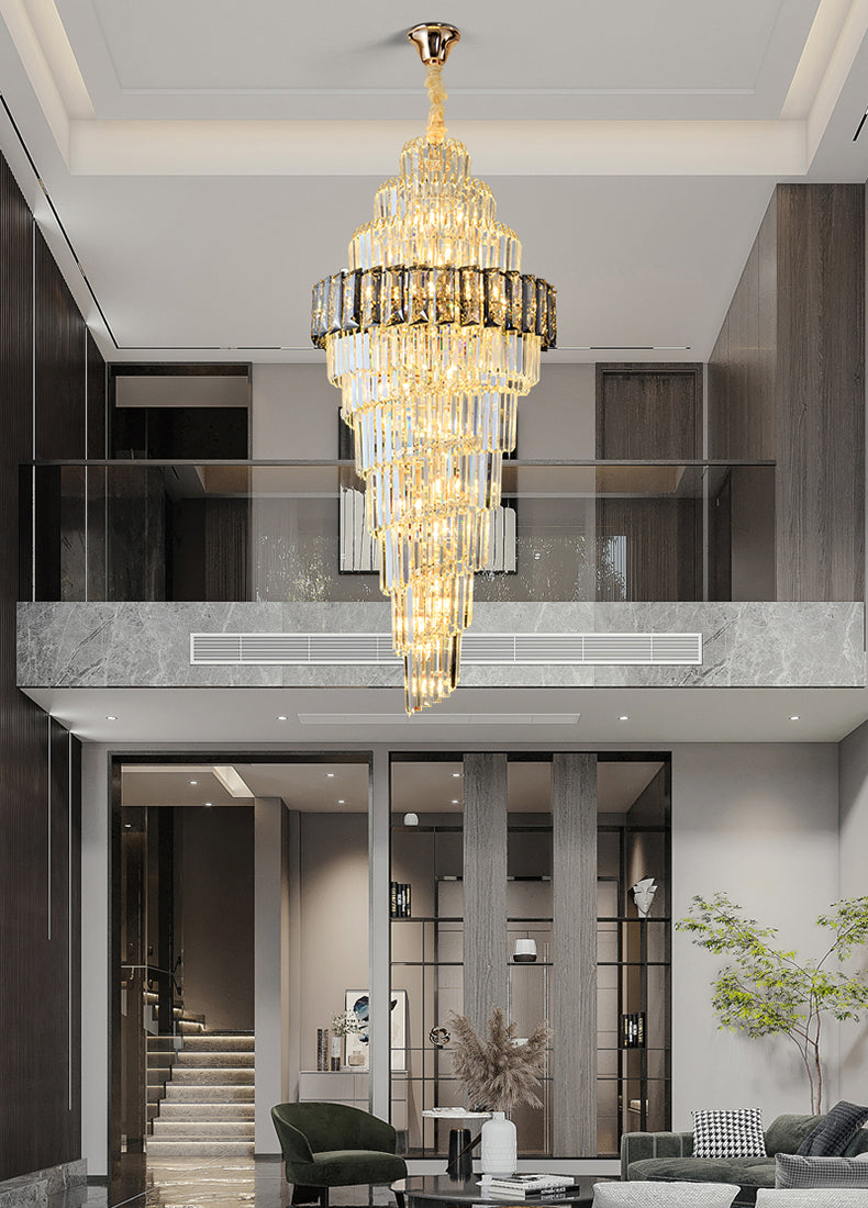 Villa crystal staircase chandelier