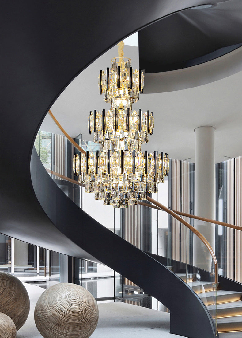 Villa crystal staircase chandelier