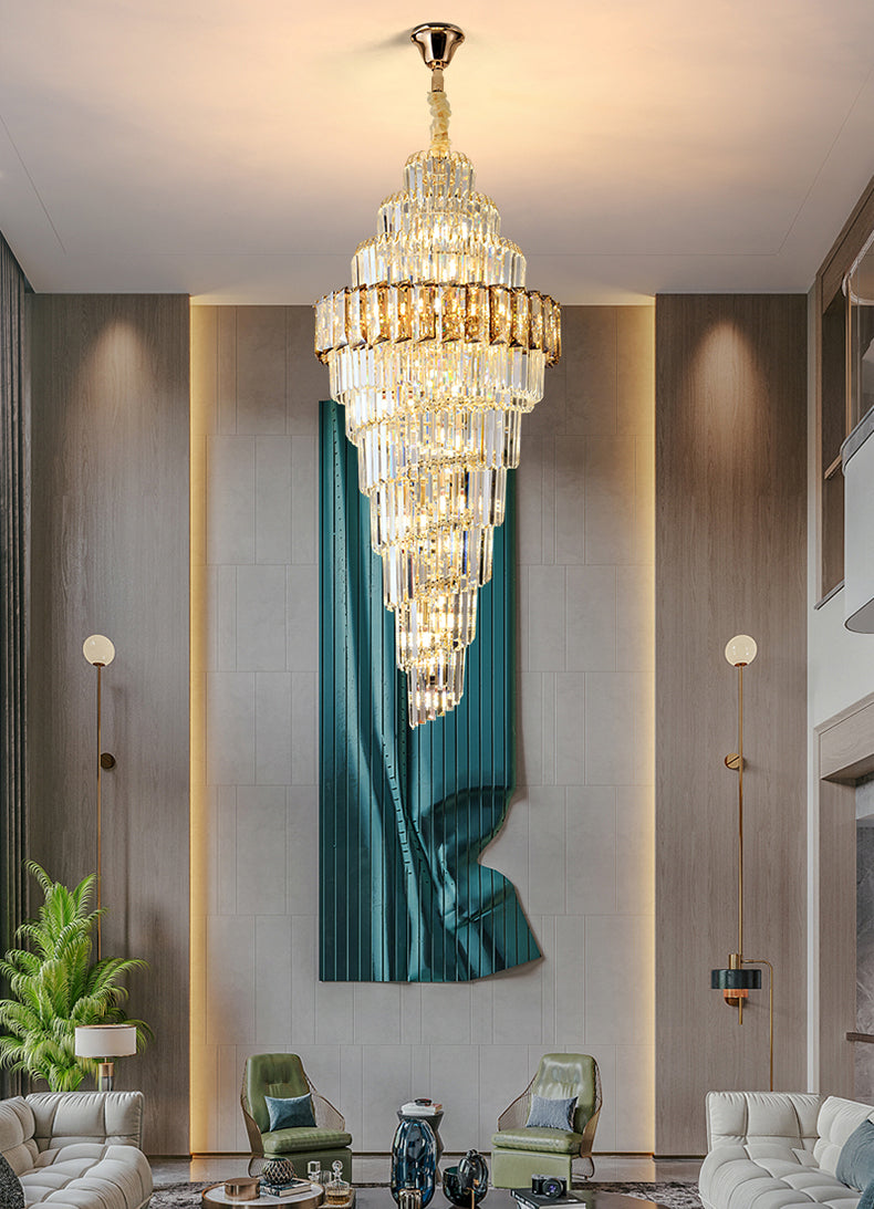 Villa crystal staircase chandelier
