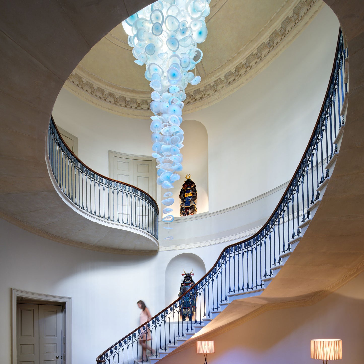 Hotel villa large crystal spiral staircase chandelier customization