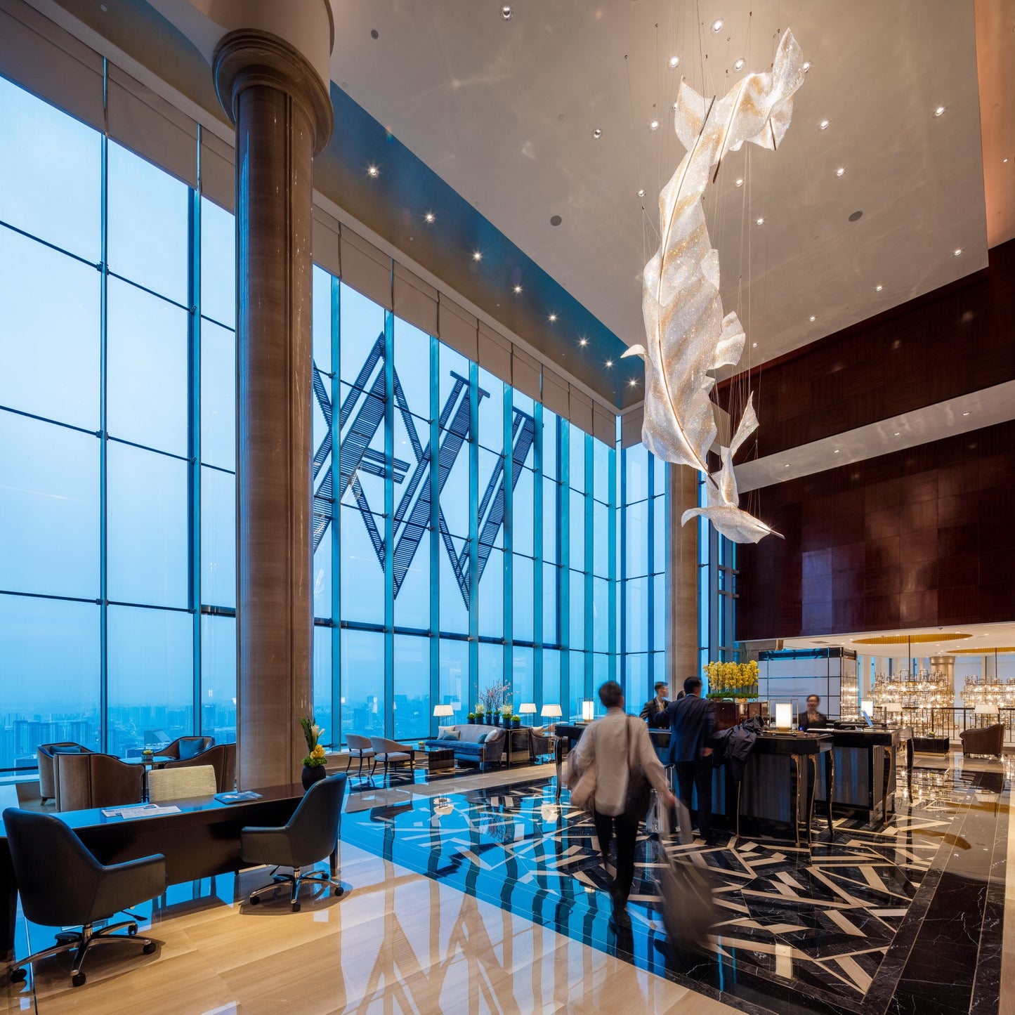 Hotel leaf crystal chandelier