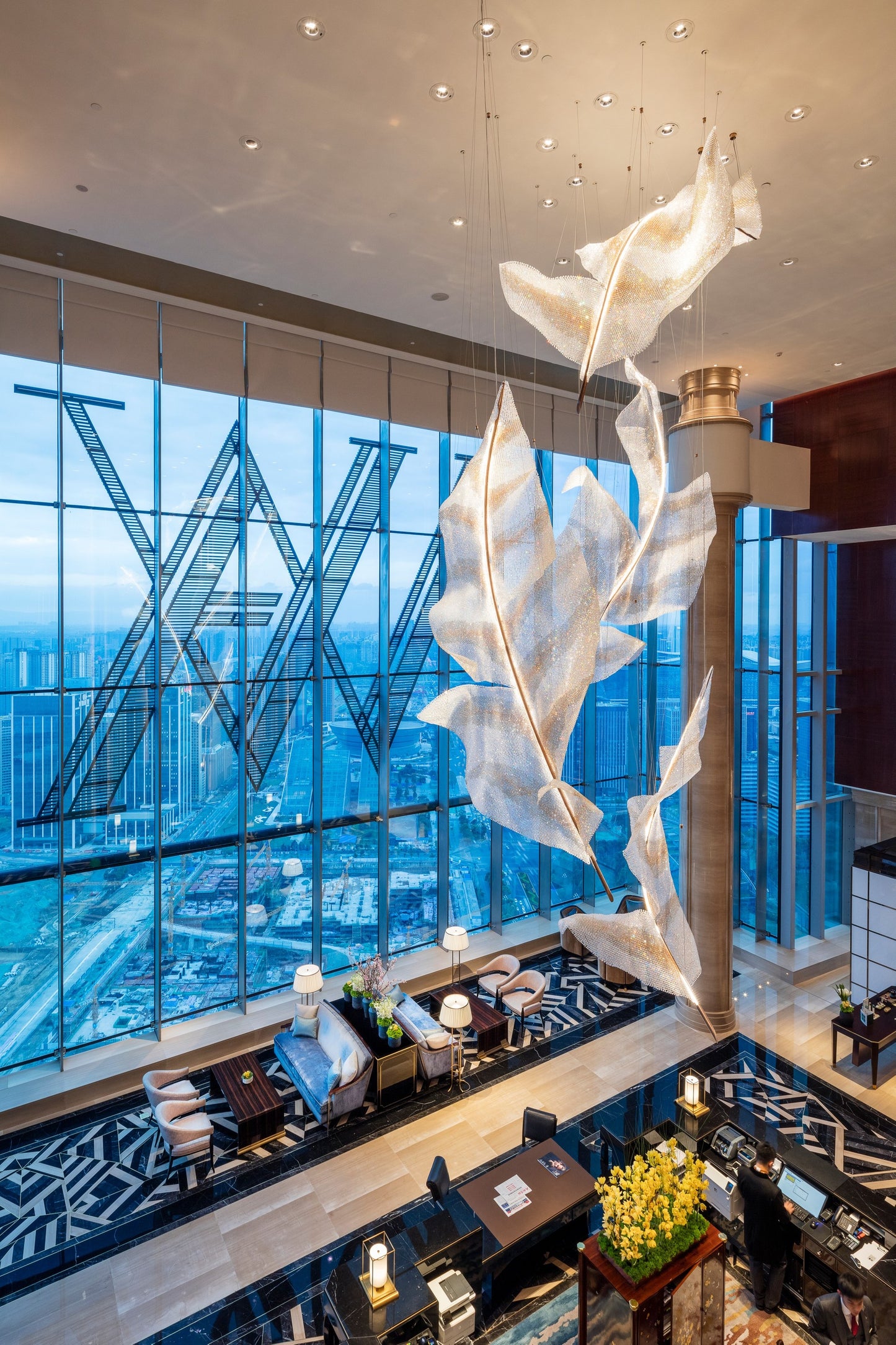 Hotel leaf crystal chandelier