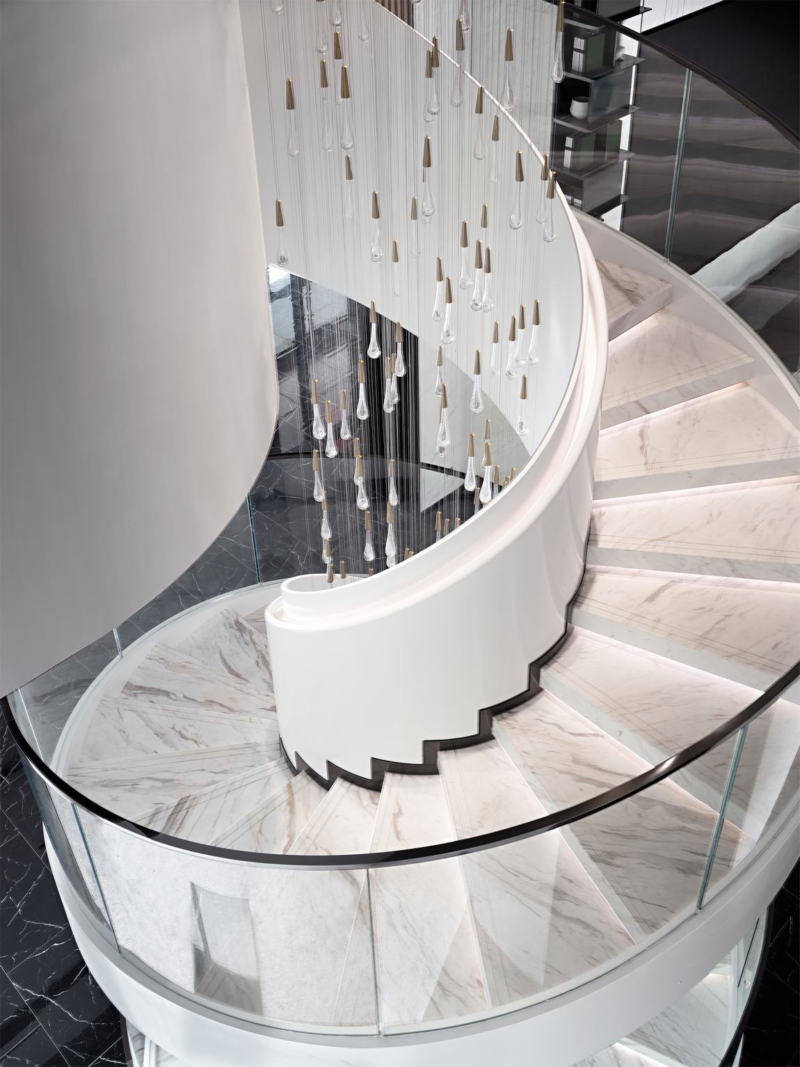 Crystal staircase chandelier