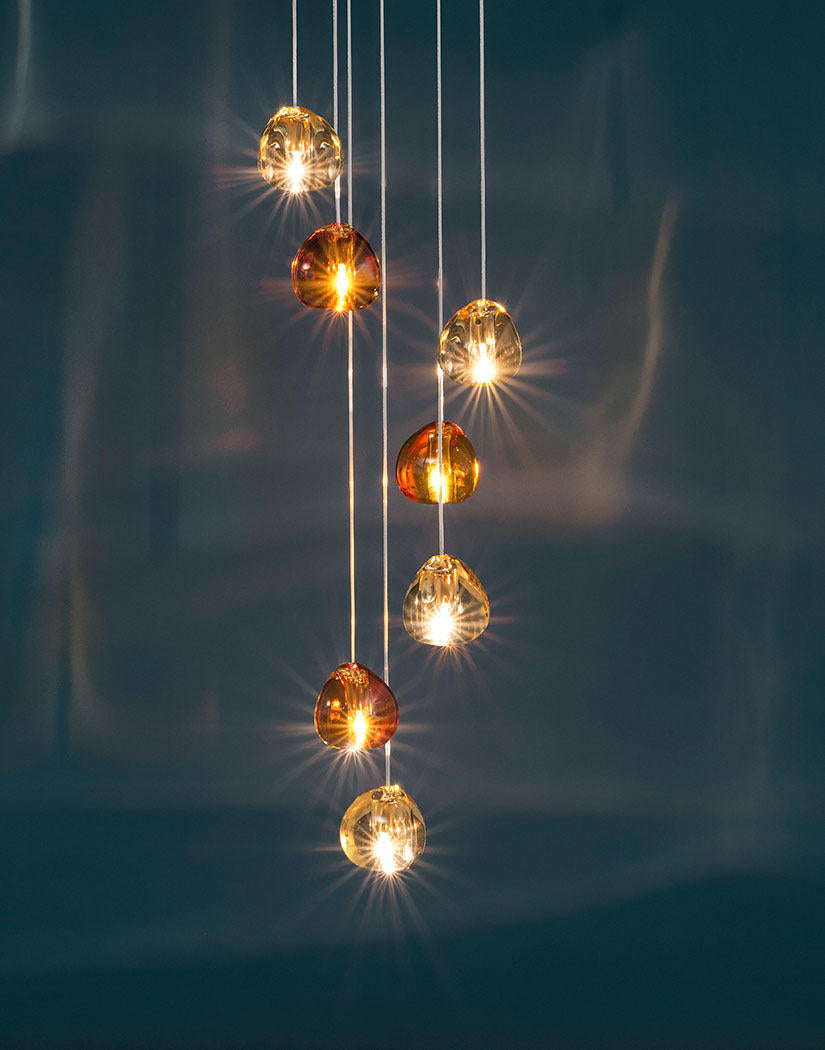Crystal combination staircase chandelier
