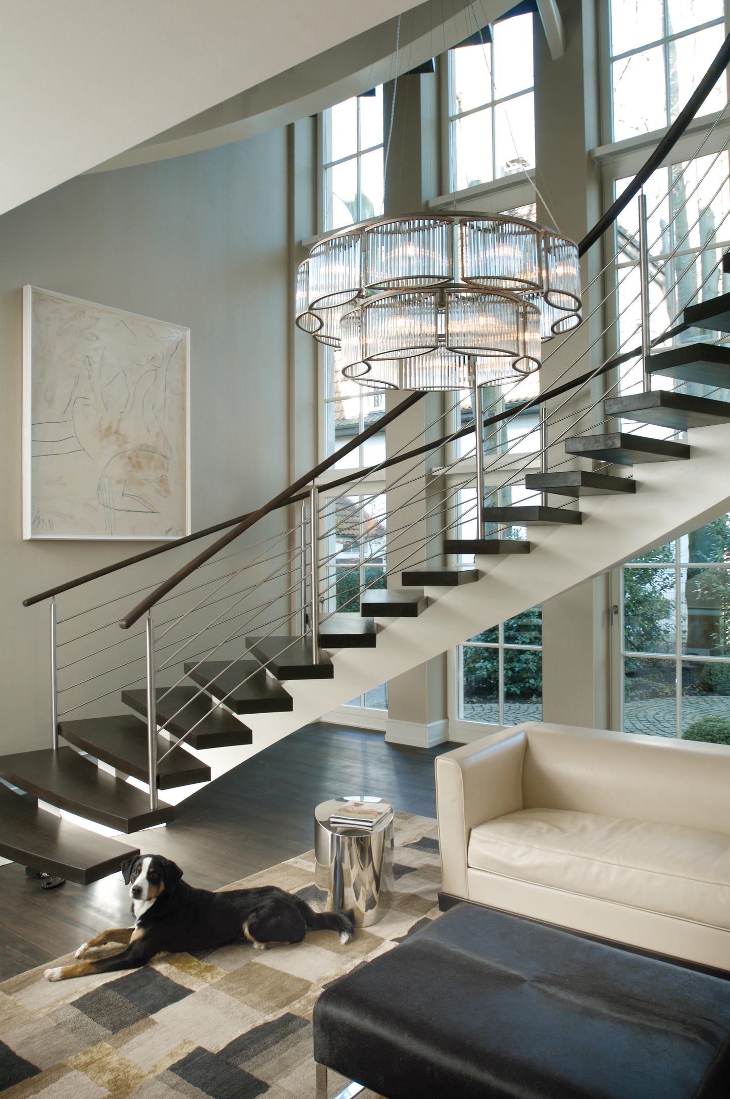 Hotel lobby crystal chandelier