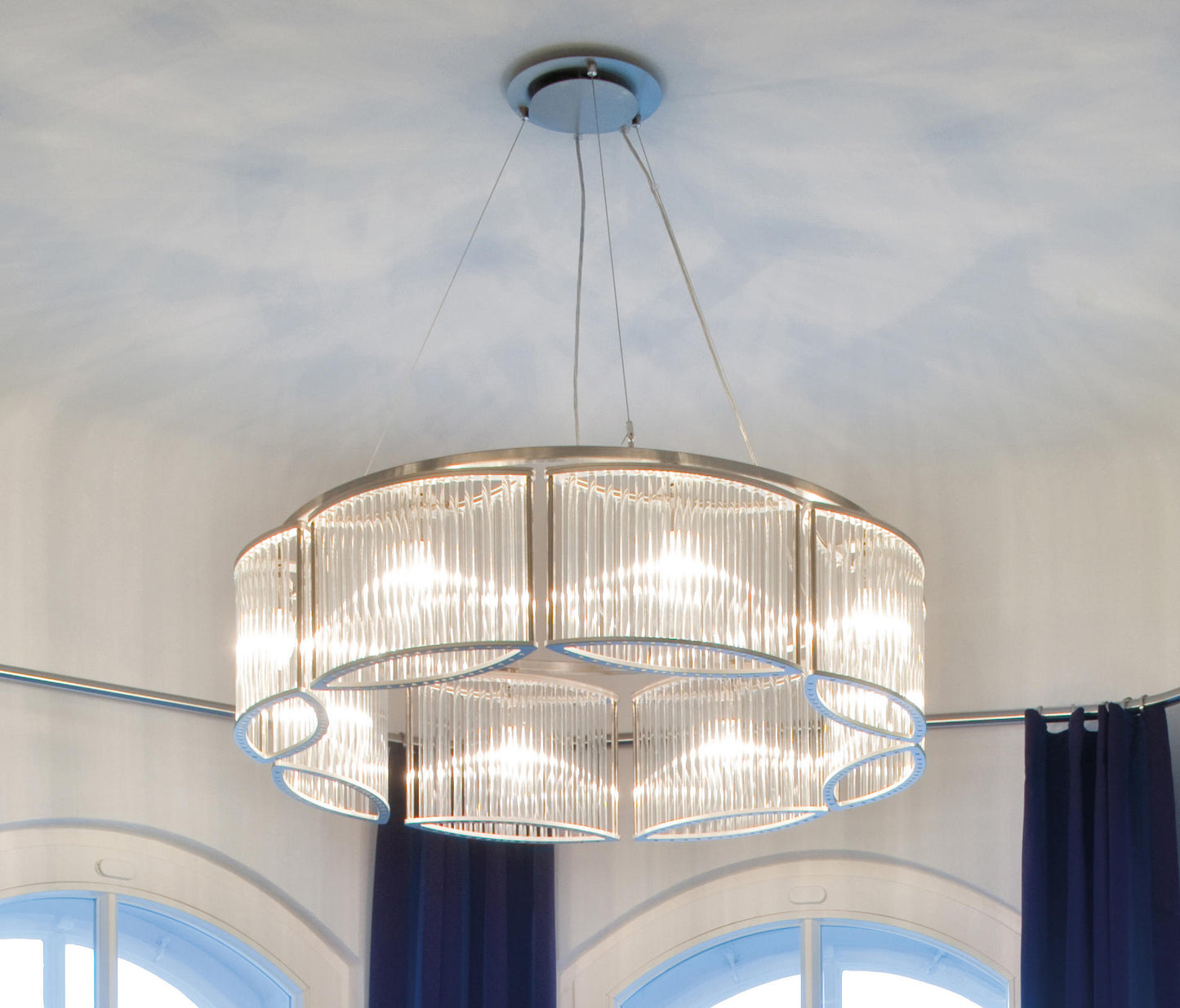 Hotel lobby crystal chandelier